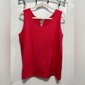 Chicos Tank Top Womens 3 US XL Coral Sleeveless‎ Scoop Neck Nylon Stretch Office